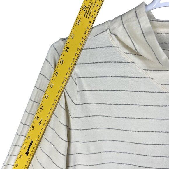 T by Talbots NWT Womens 1X Long Sleeve Metallic Striped Cowl Neck Top Nautical - Picture 11 of 16